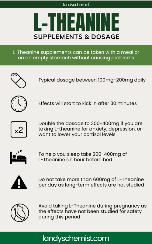 l-theanine dosage and safety guidelines infographic