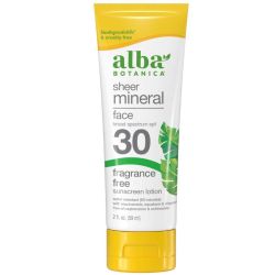 Alba Botanica Sheer Mineral Face Fragrance Free Sunscreen Lotion Spf30 59ml