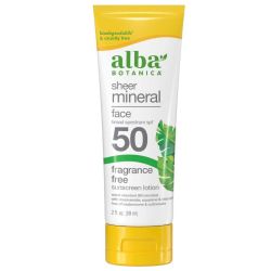 Alba Botanica Sheer Mineral Face Fragrance Free Sunscreen Lotion SPF50 59ml