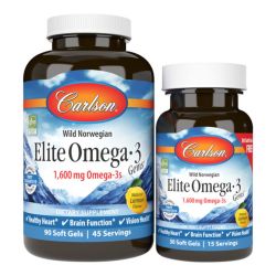 Carlson Labs Elite Omega-3 Gems 1600mg Natural Lemon Softgels 90 + 30