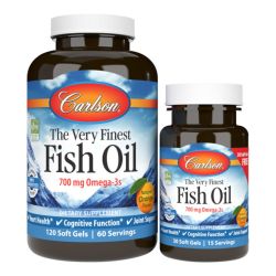 Carlson Labs The Very Finest Fish Oil 700mg Omega-3s Natural Orange Softgels 120 + 30