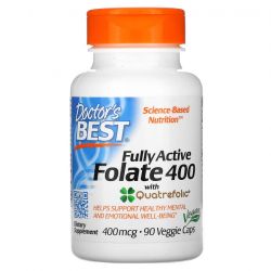 Doctor's Best Fully Active Folate 400 with Quatrefolic 400mcg Vcaps 90