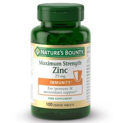 Nature's Bounty Maximum Strength Zinc 25mg Caplets 100