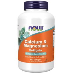 NOW Foods Calcium & Magnesium with Vit D and Zinc Softgels 120