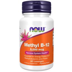 NOW Foods Methyl B-12 with Folic Acid 5000mcg Lozenges 60
