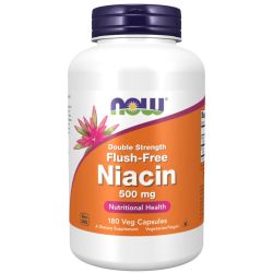 NOW Foods Niacin Flush-Free 500mg (Double Strength) Capsules 180