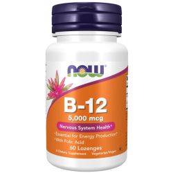 NOW Foods Vitamin B-12 with Folic Acid 5000mcg Lozenges 60