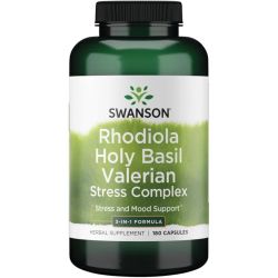 Swanson Rhodiola Holy Basil Valerian Stress Complex Capsules 180