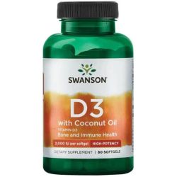 Swanson Vitamin D3 with Coconut Oil 2000iu Softgels 60