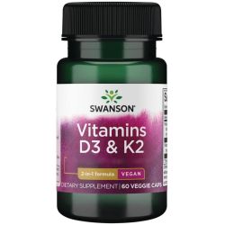 Swanson Vitamins D3 & K2 Capsules 60