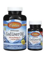 Carlson Labs Wild Norwegian Cod Liver Oil Gems 460mg Softgels 150 + 30