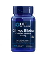 Life Extension Ginkgo Biloba Certified Extract 120mg Vegicaps 365